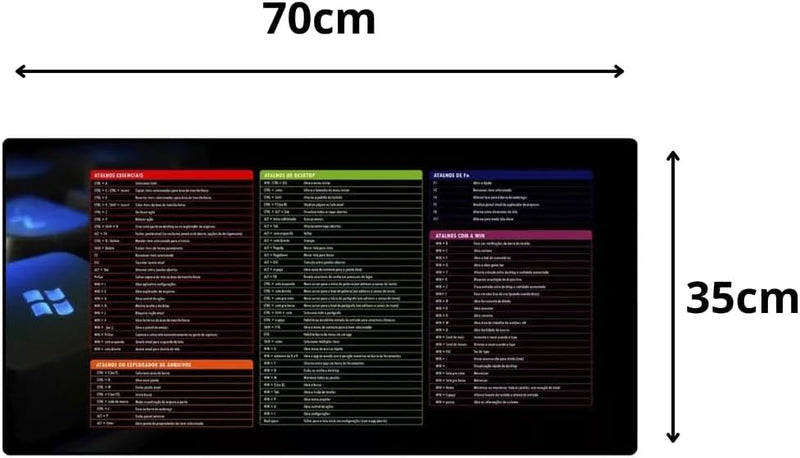 NiltroPad - MousePad  Exbom Atalhos Windows 70X35cm