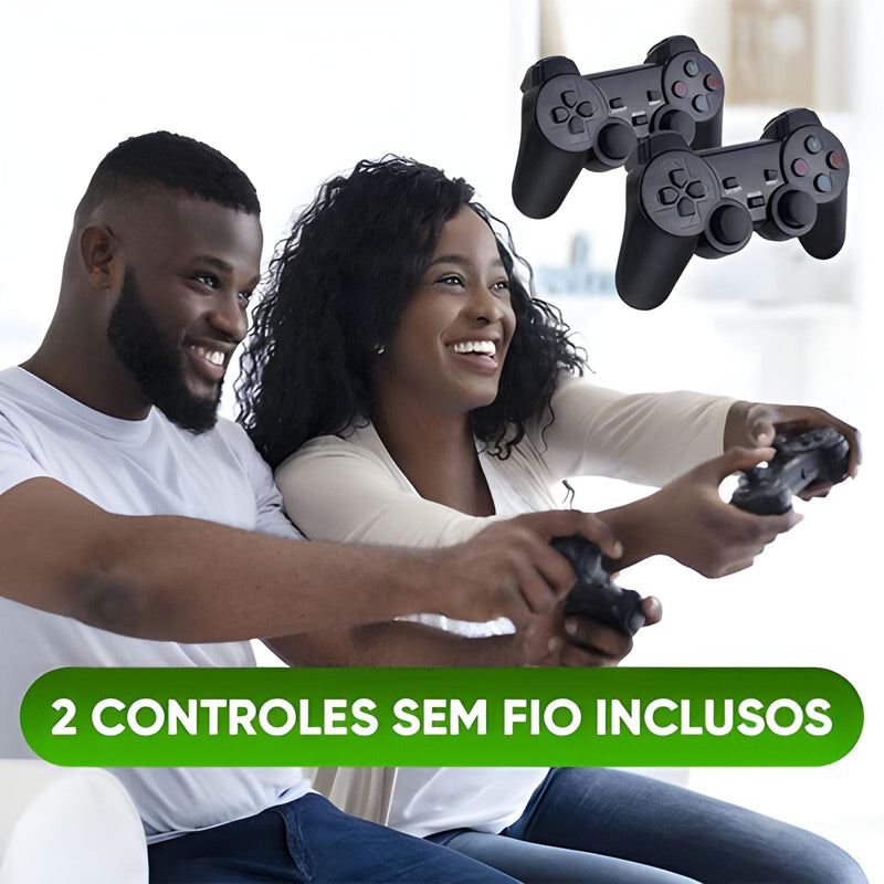 GAME STICK 4K ORIGINAL VERSÃO ATUALIZADA 11 MIL JOGOS com 2 controles sem fio